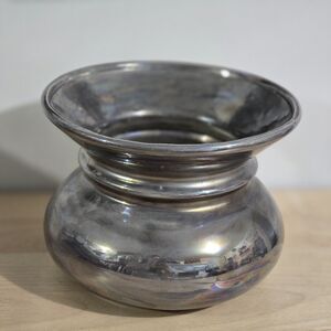 Handmade Made -  Pottery - Signed - Small Vase - Chrome Silver